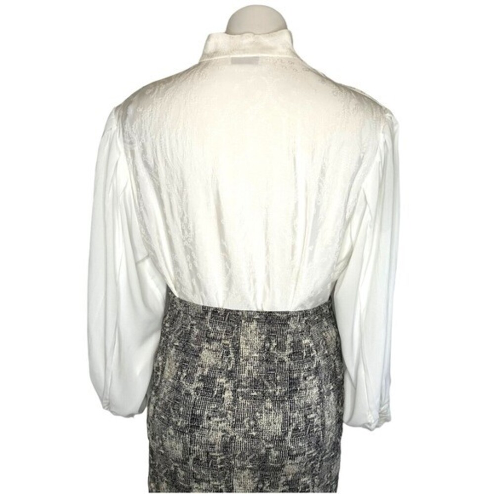 SANDRO Jacquie Long Sleeve Jacquard Blouse Ecru Off White Top Size 3 Lg ($295) - Picture 4 of 10